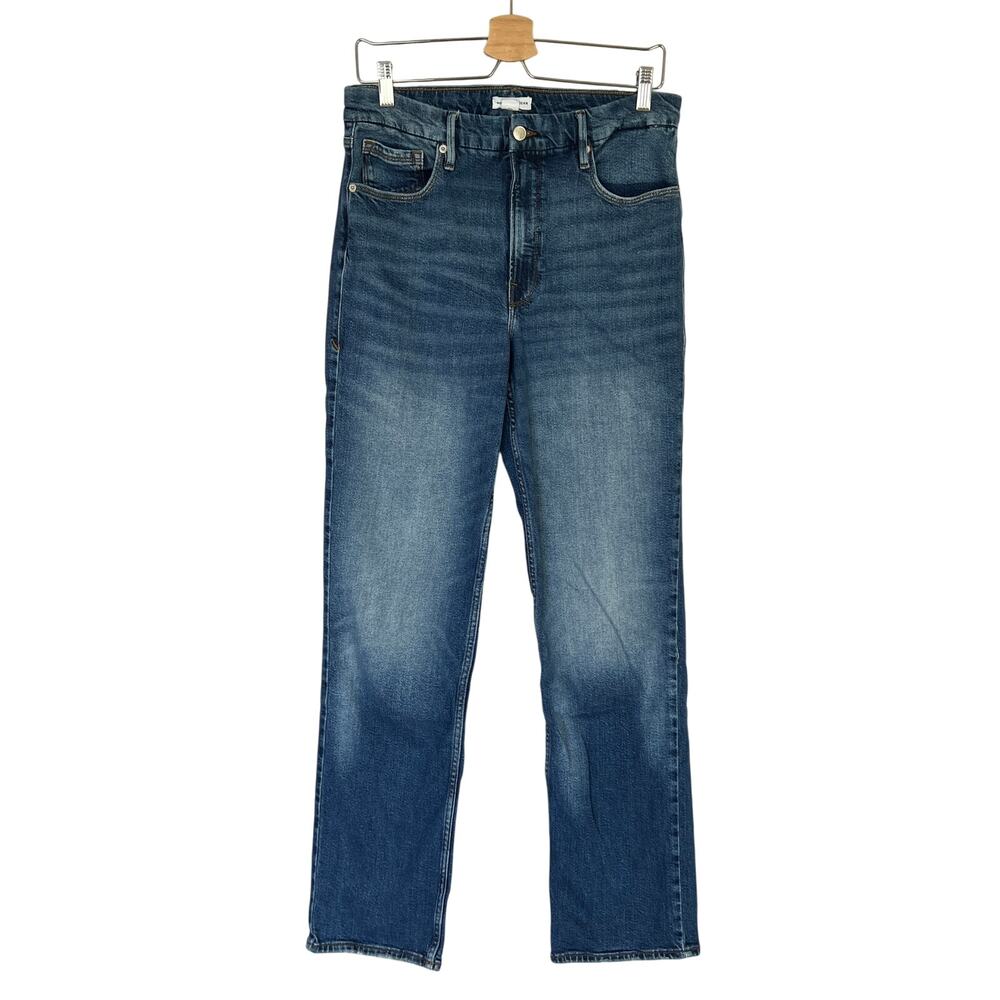 Good American Good Icon Jeans Dark Blue High Rise Sz 10/30 Straight Leg Stretch - Picture 2 of 11